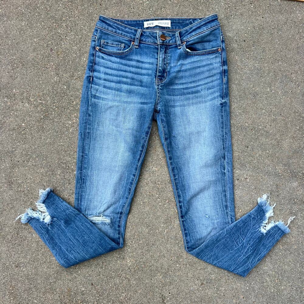 Buckle BKE Stella 27 Mid Rise Slim Fit Ankle Skinny Shark Bite Jeans 27 ABK1071A